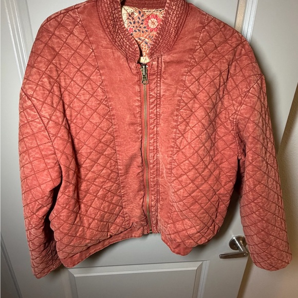 Free People SMALL Great Escape dolman jacket quilted reversible orange paisley - Picture 6 of 12